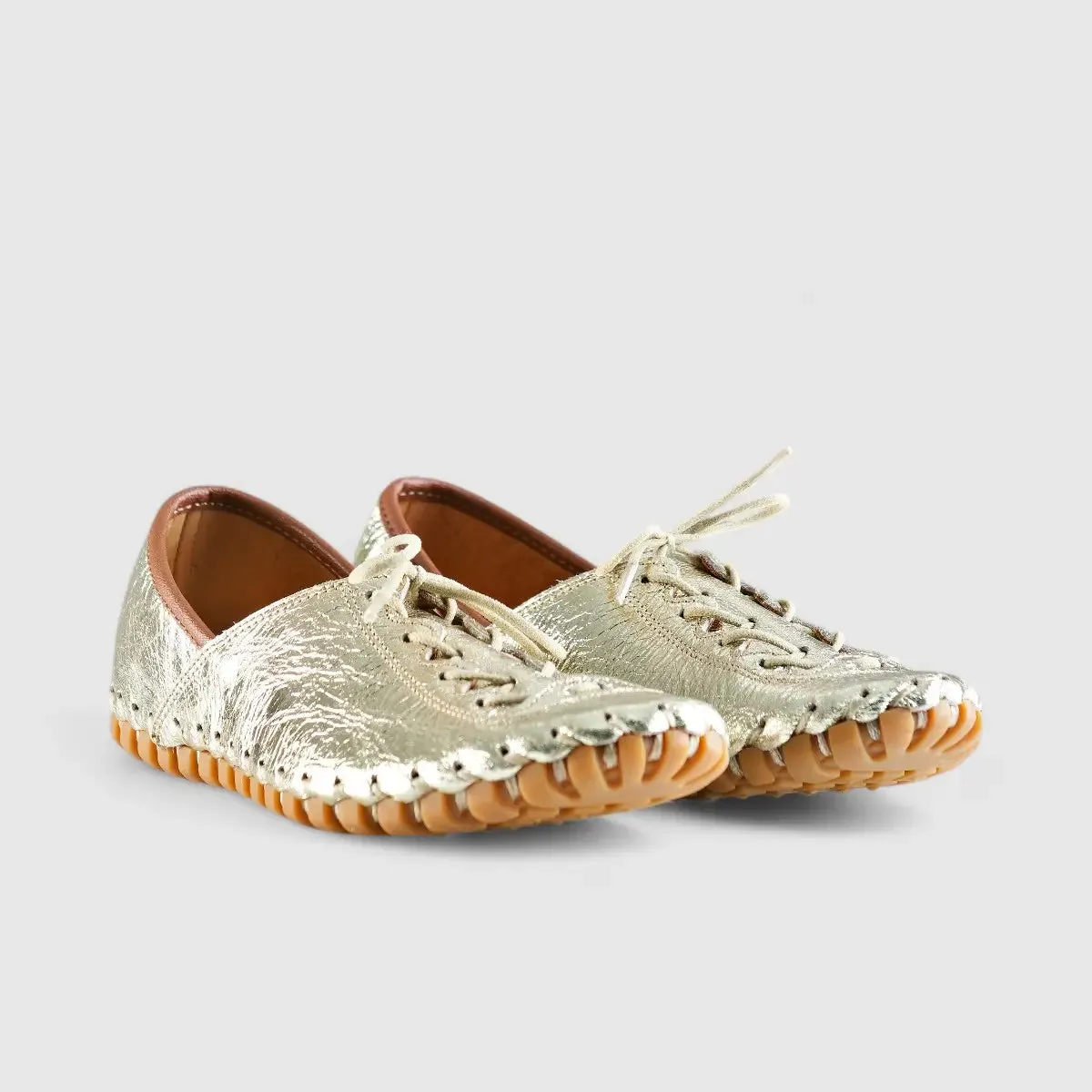 Karyoka Comfort Leather Casuals 1234 Gold Metallics