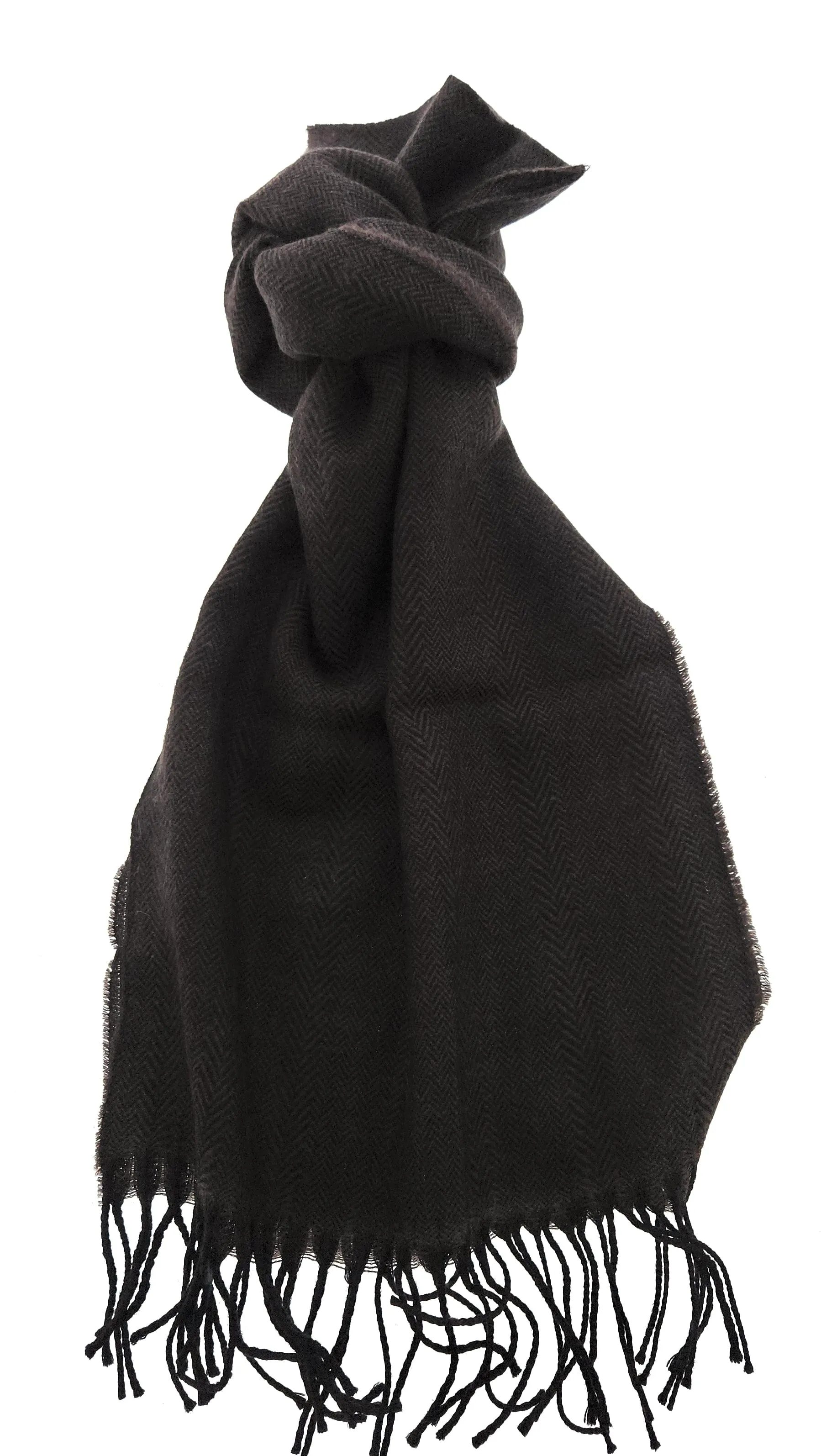 Lanvin Pure Wool Herringbone Scarf with Fringed Edges