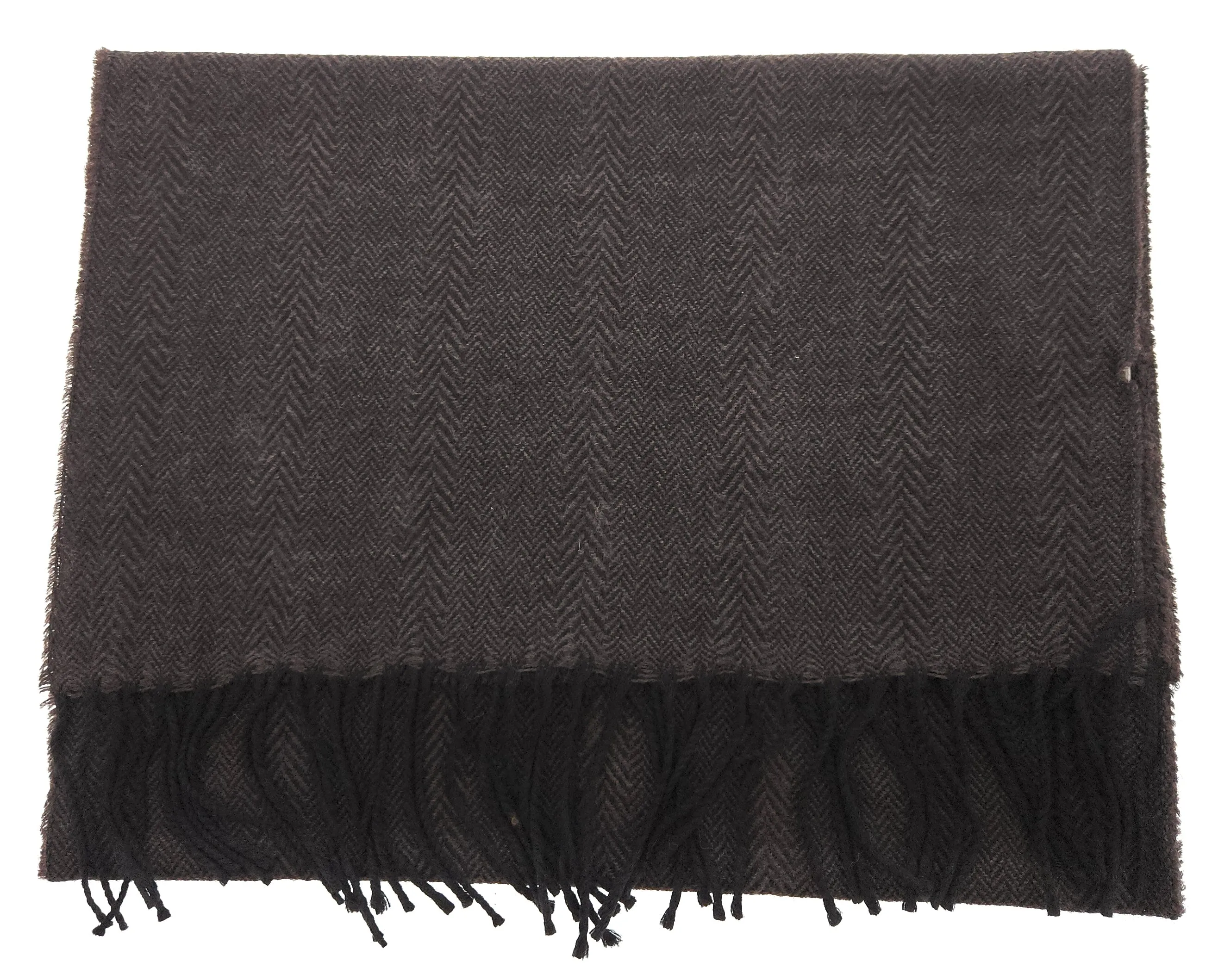 Lanvin Pure Wool Herringbone Scarf with Fringed Edges