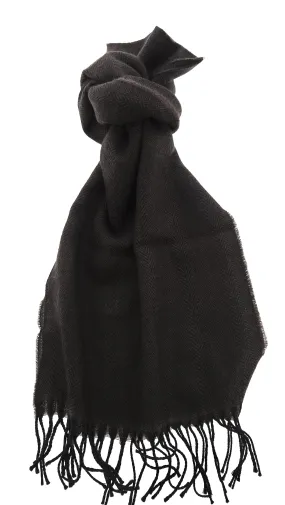 Lanvin Pure Wool Herringbone Scarf with Fringed Edges