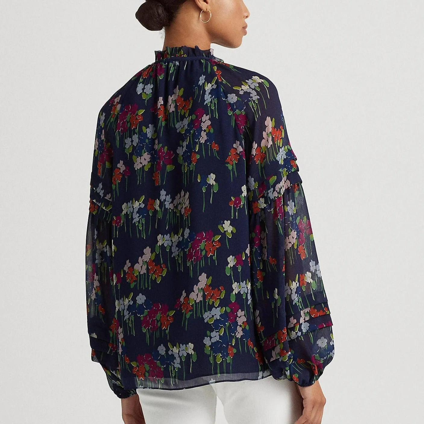 Lauren Ralph Lauren Floral Crinkle Georgette Blouse
