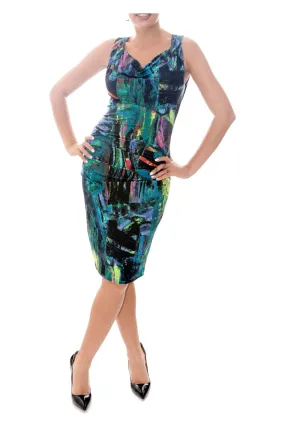 LUZ Cowl Neck Ruched Jersey Dress