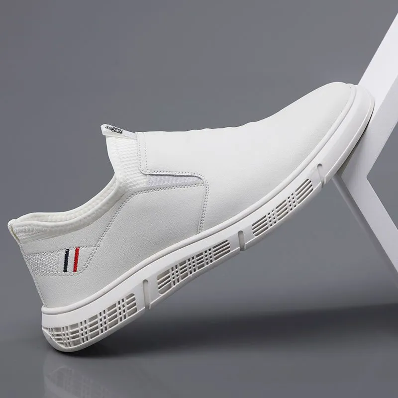 Men's Black White Flat Walking Shoes - GlamzLife