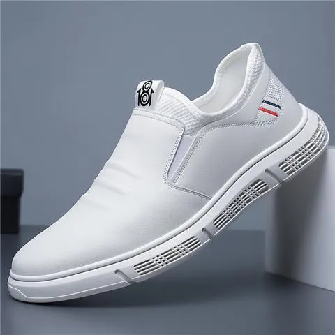 Men's Black White Flat Walking Shoes - GlamzLife