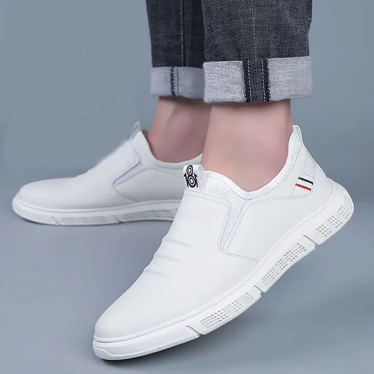 Men's Black White Flat Walking Shoes - GlamzLife
