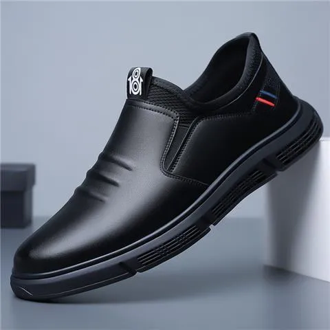 Men's Black White Flat Walking Shoes - GlamzLife