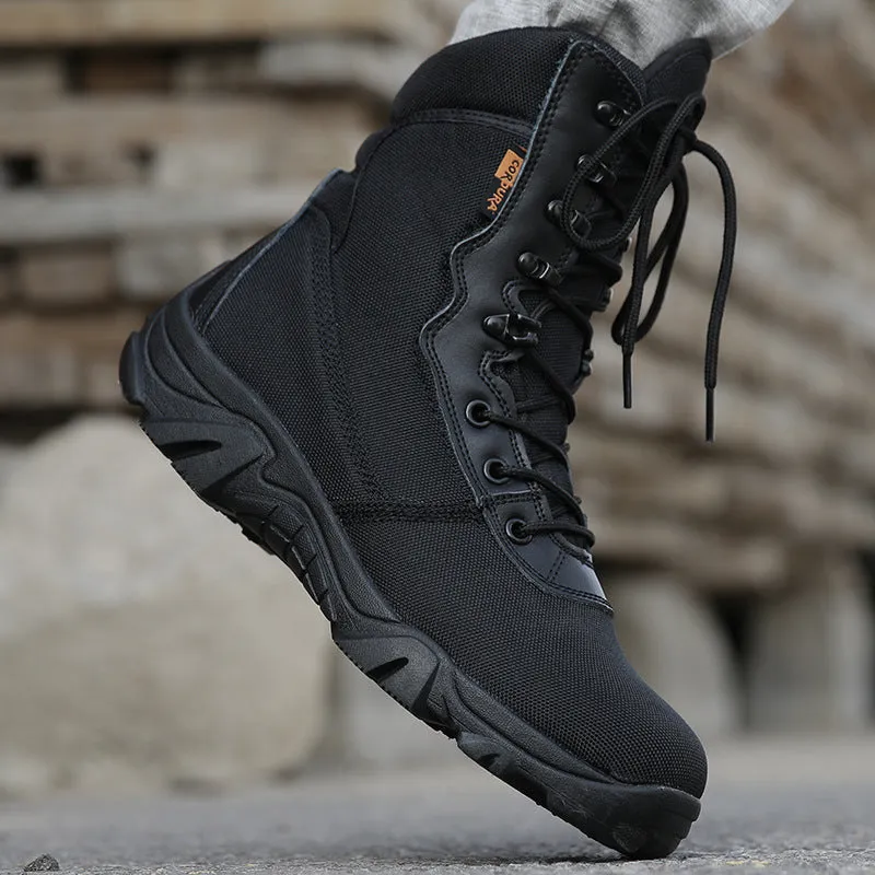 Men's camo tactical boots with side zipper Outdoors hiking boots high cut