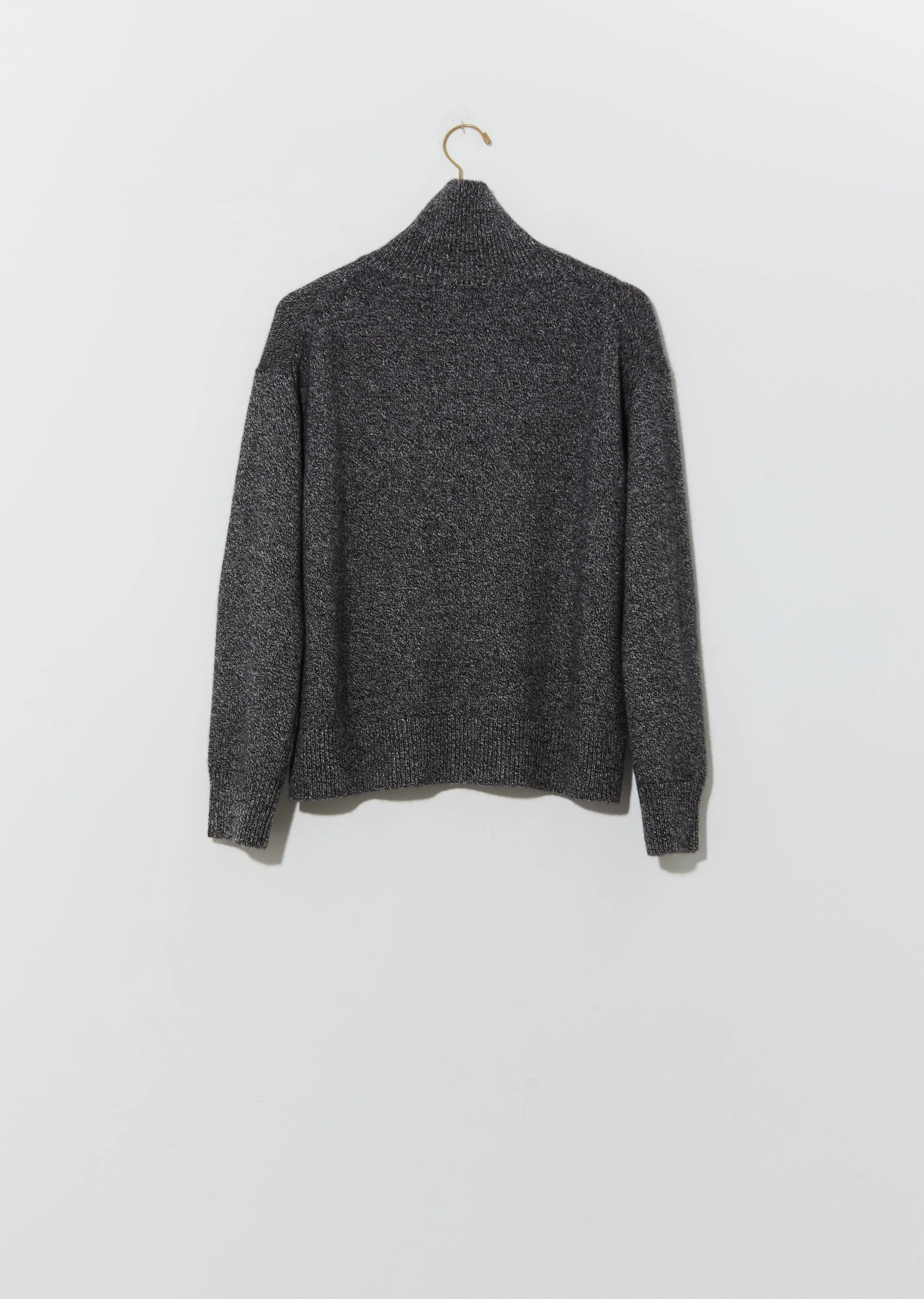 Moore 3-Ply Cashmere Turtleneck — Marled Black