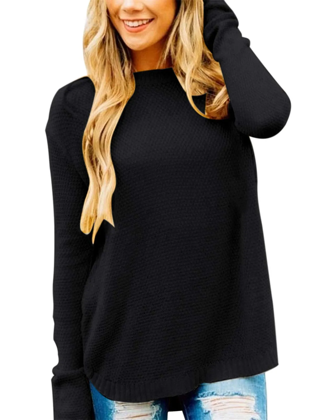 MOSHU Oversized Sweaters for Women Knitted Pullover Sweater Chunky Womens Tops