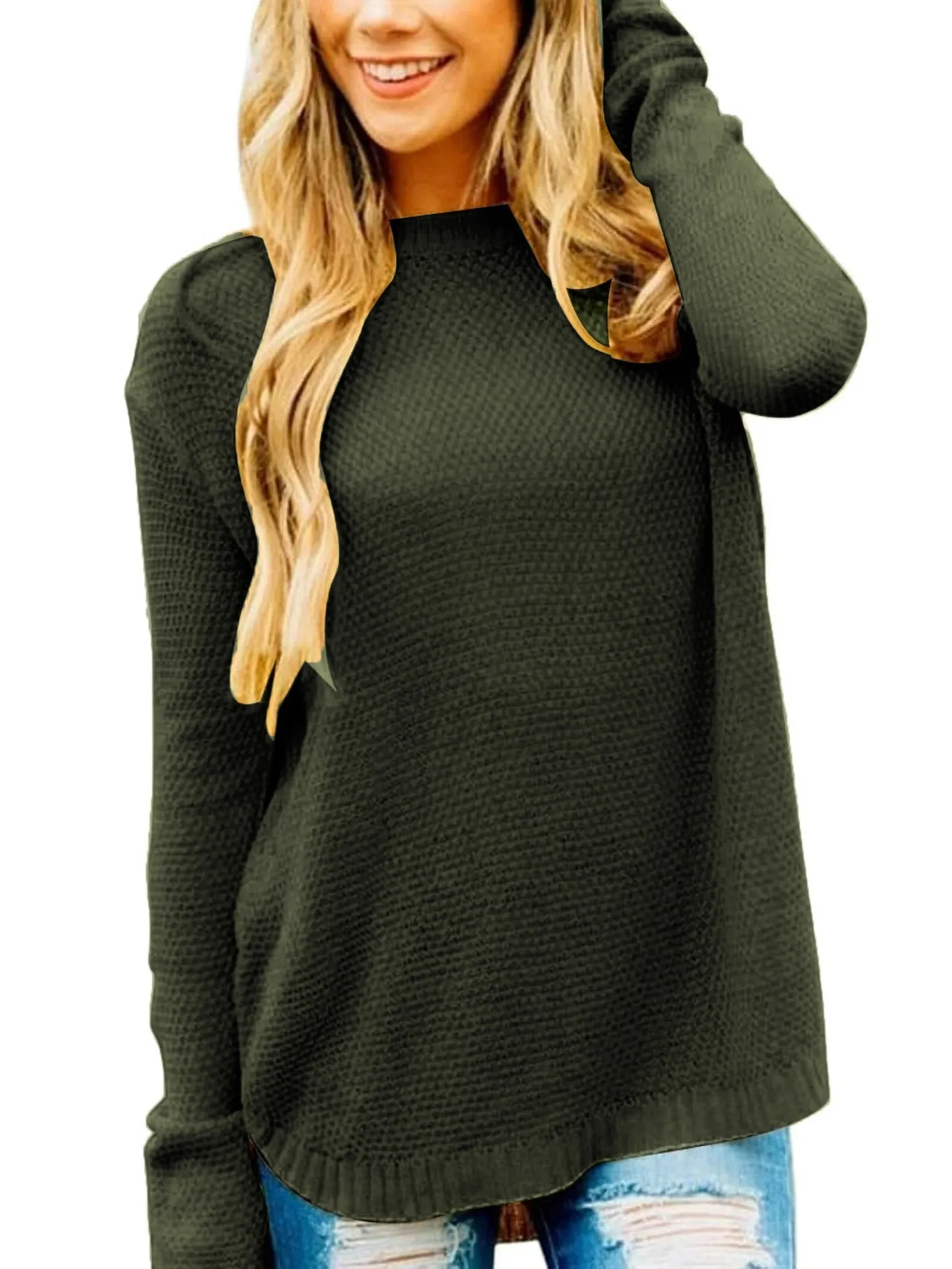 MOSHU Oversized Sweaters for Women Knitted Pullover Sweater Chunky Womens Tops