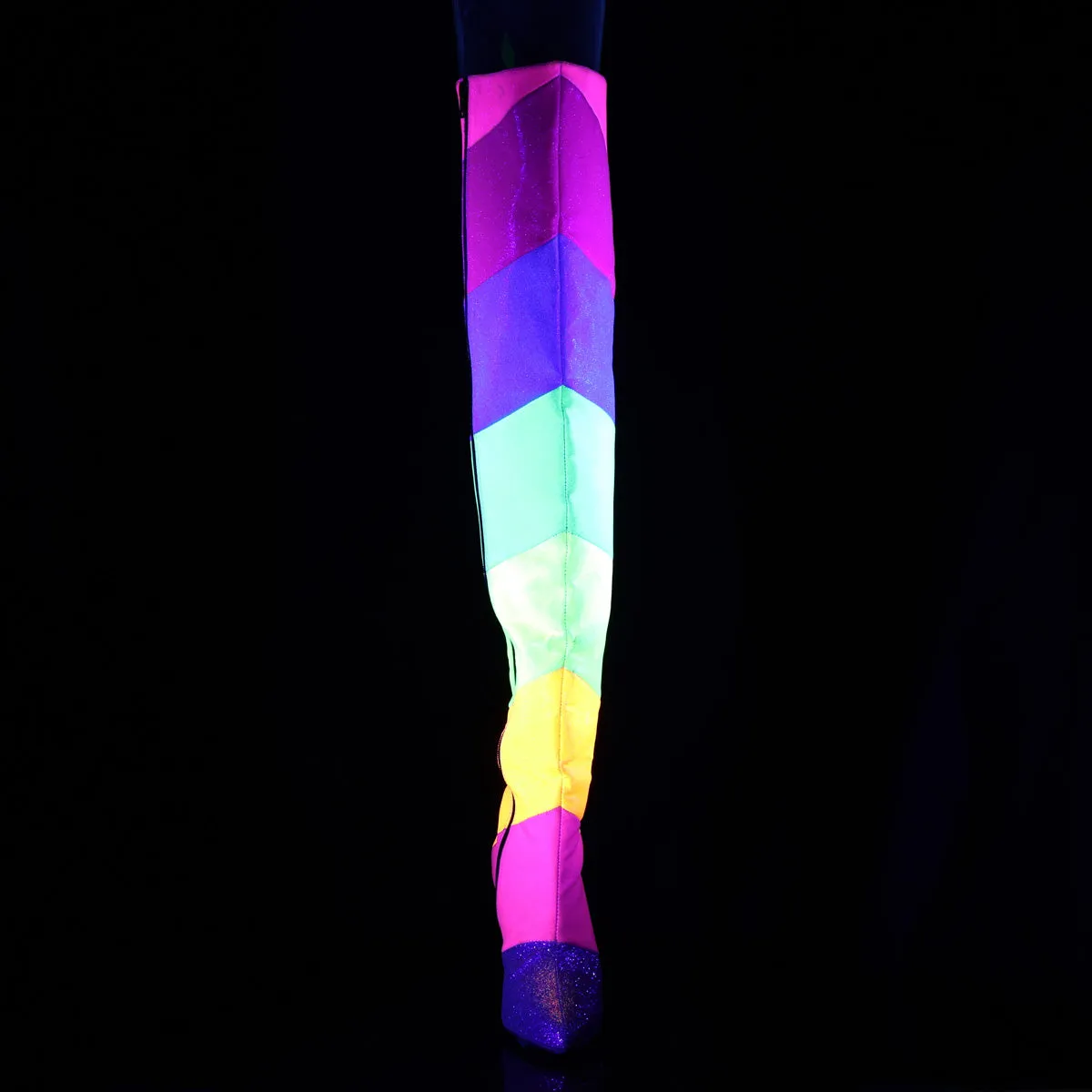 Multi-Rainbow Glitter Thigh High Boots DREAM-3012RBG