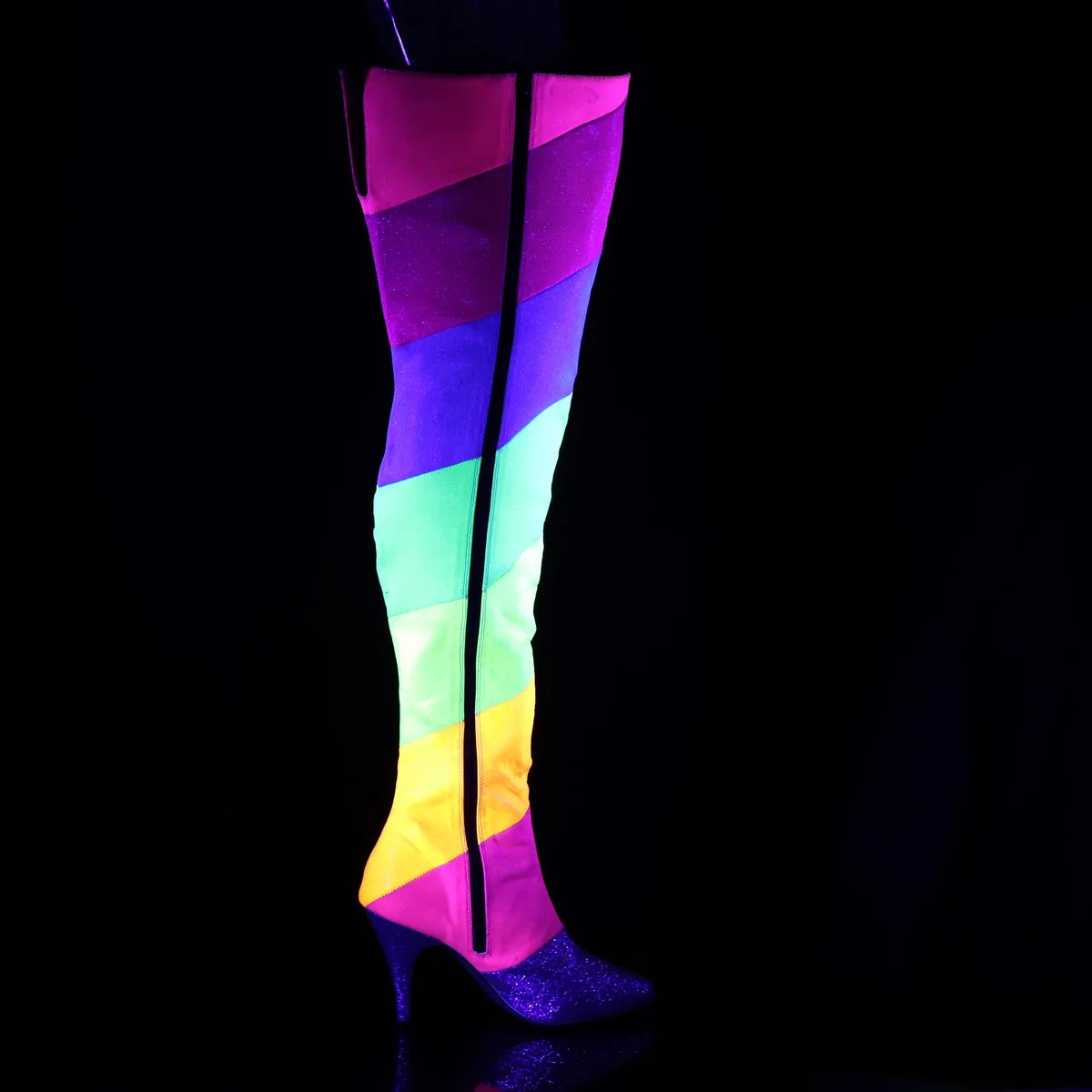 Multi-Rainbow Glitter Thigh High Boots DREAM-3012RBG
