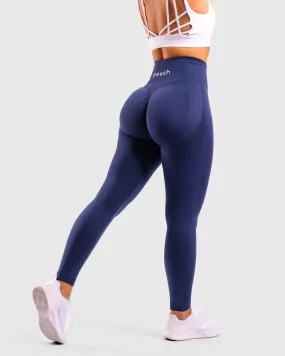 Navy Blue Solid-Mid Waist Tights