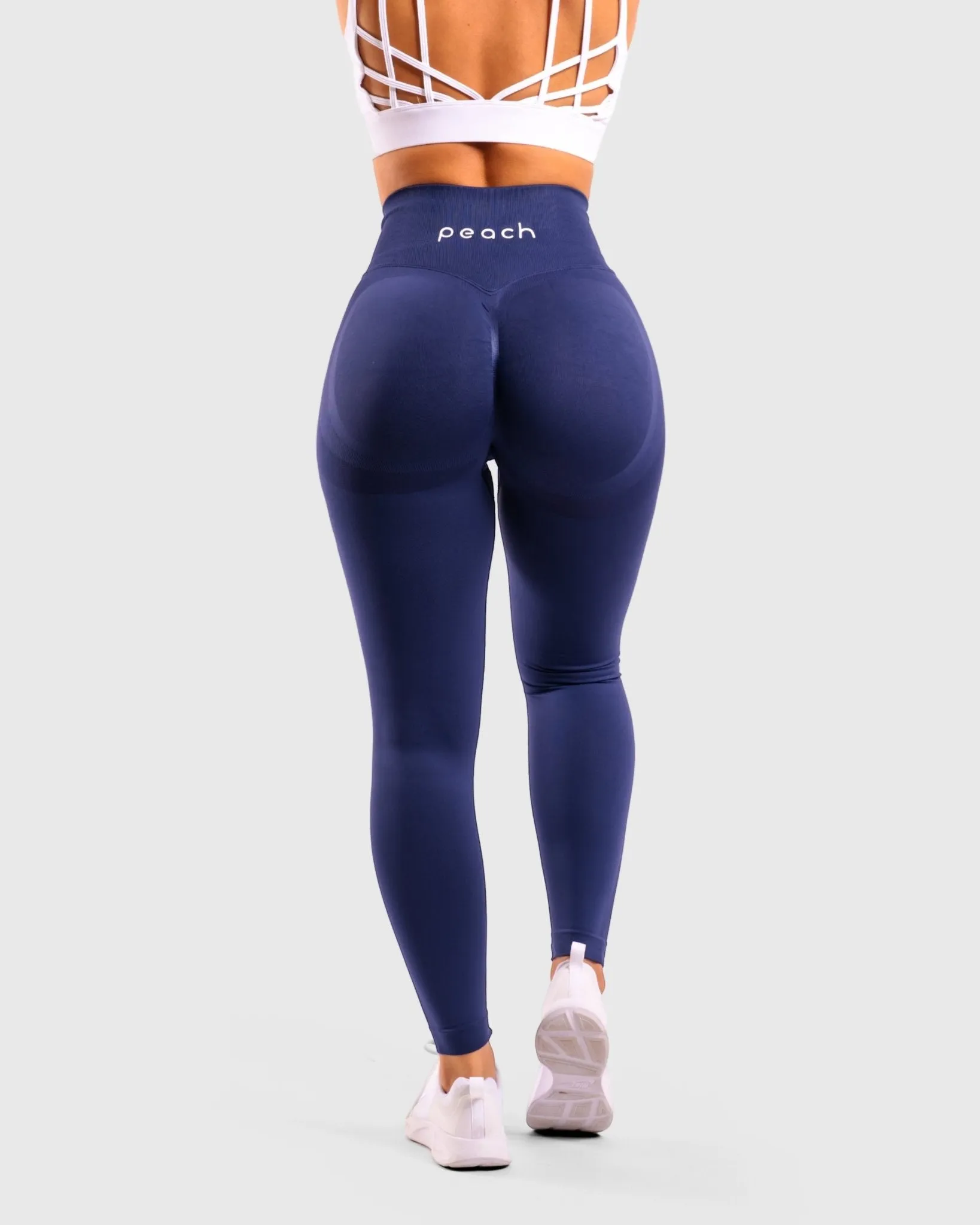 Navy Blue Solid-Mid Waist Tights
