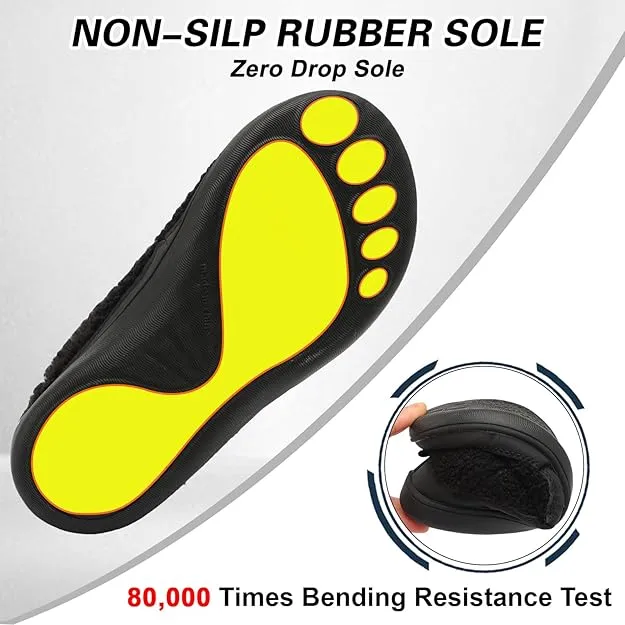 NEW JIASUQI Womens Slippers Wide Cozy Diabetic Shoes House Shoes Winter Anti Skid Warm Walking Shoes for Indoor Outdoor, Black, Sz 9.5