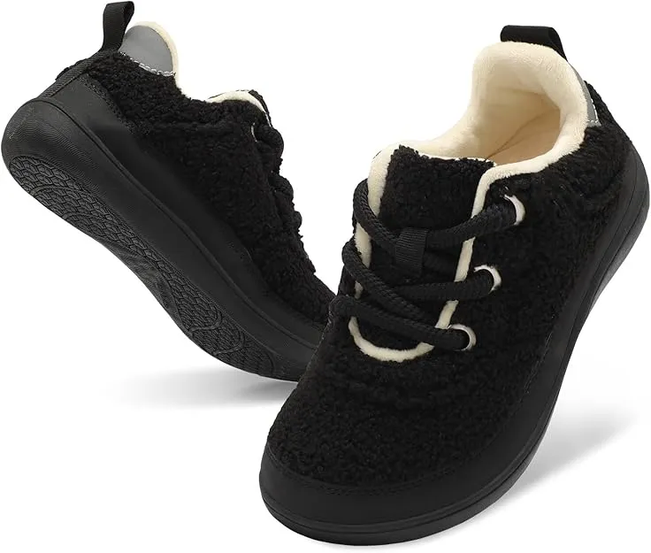 NEW JIASUQI Womens Slippers Wide Cozy Diabetic Shoes House Shoes Winter Anti Skid Warm Walking Shoes for Indoor Outdoor, Black, Sz 9.5