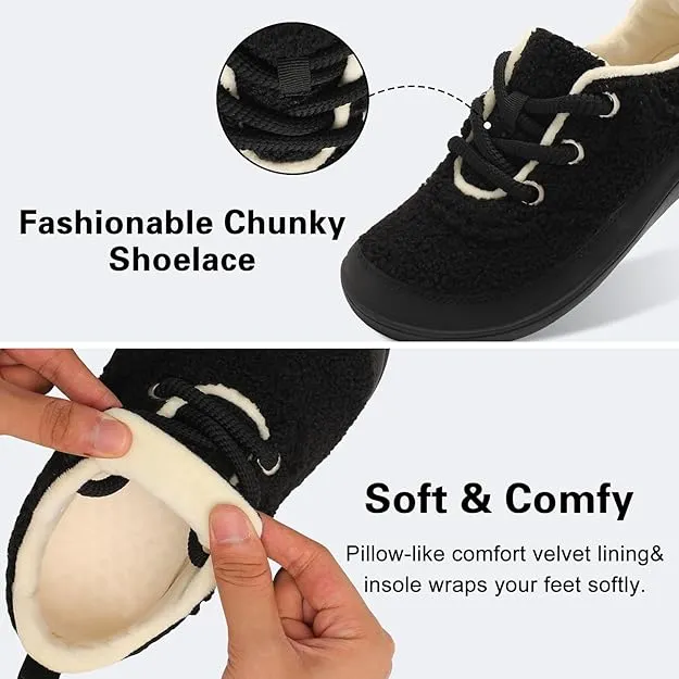 NEW JIASUQI Womens Slippers Wide Cozy Diabetic Shoes House Shoes Winter Anti Skid Warm Walking Shoes for Indoor Outdoor, Black, Sz 9.5
