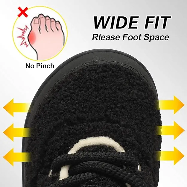 NEW JIASUQI Womens Slippers Wide Cozy Diabetic Shoes House Shoes Winter Anti Skid Warm Walking Shoes for Indoor Outdoor, Black, Sz 9.5