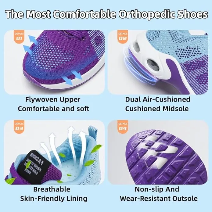 New Sz 6.5 Musabela Orthopedic Sneakers for Women,Ortho Pro - The Most Comfortable Orthopedic Shoes,Lightweight Fashion Sport Sneakers,Casual Walking Air Cushion Shoes Black
