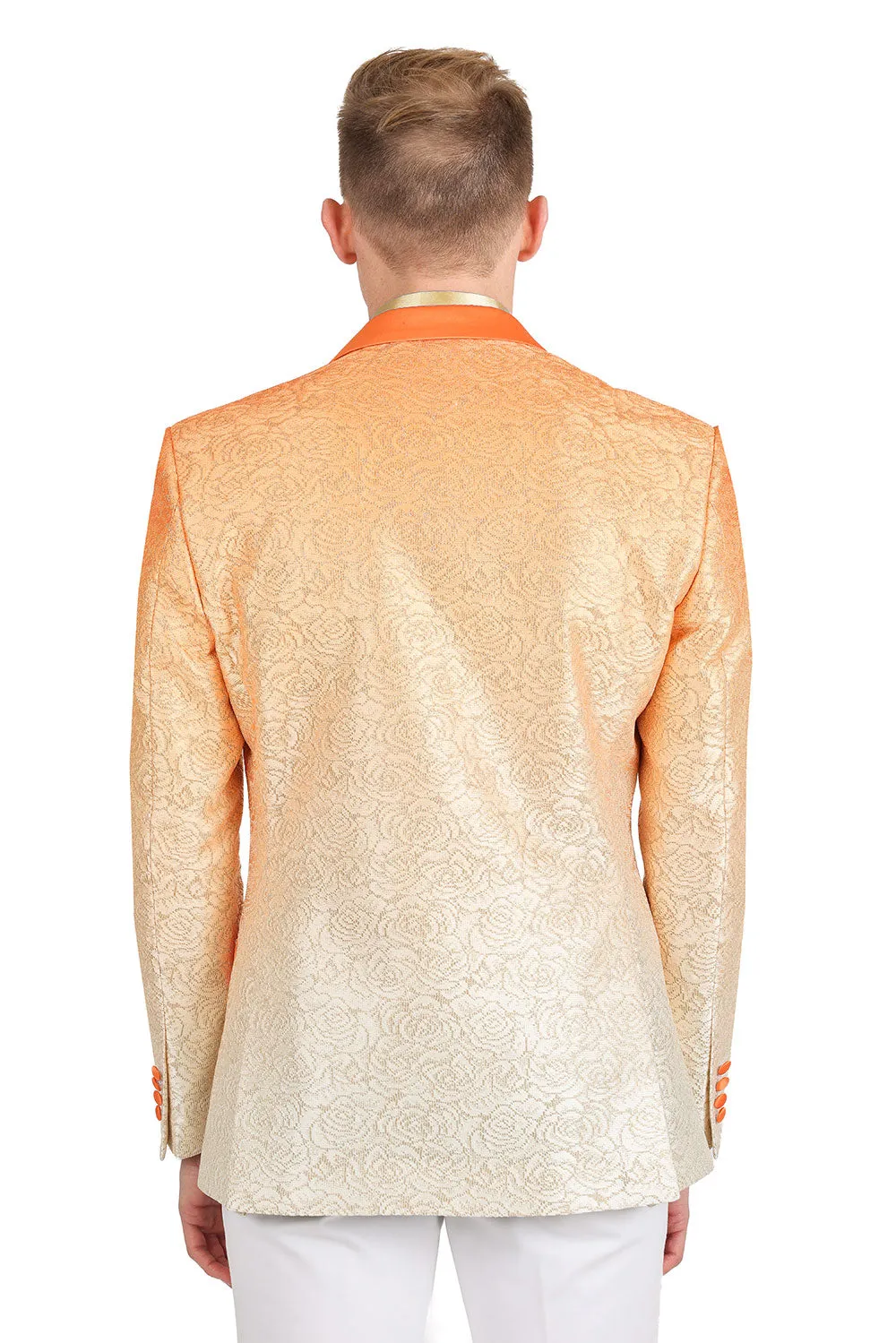Orange Ombre with Silver Floral Fusion Dazzling Prom Blazer