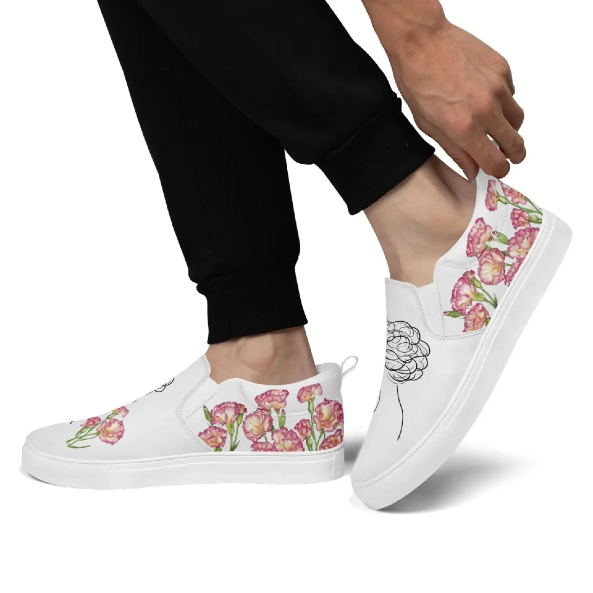 Personalized Mother's Day Canvas Slip-On Shoes, Custom Floral Design Comfortable Slip-Ons, Stylish and Lightweight Unisex Shoes