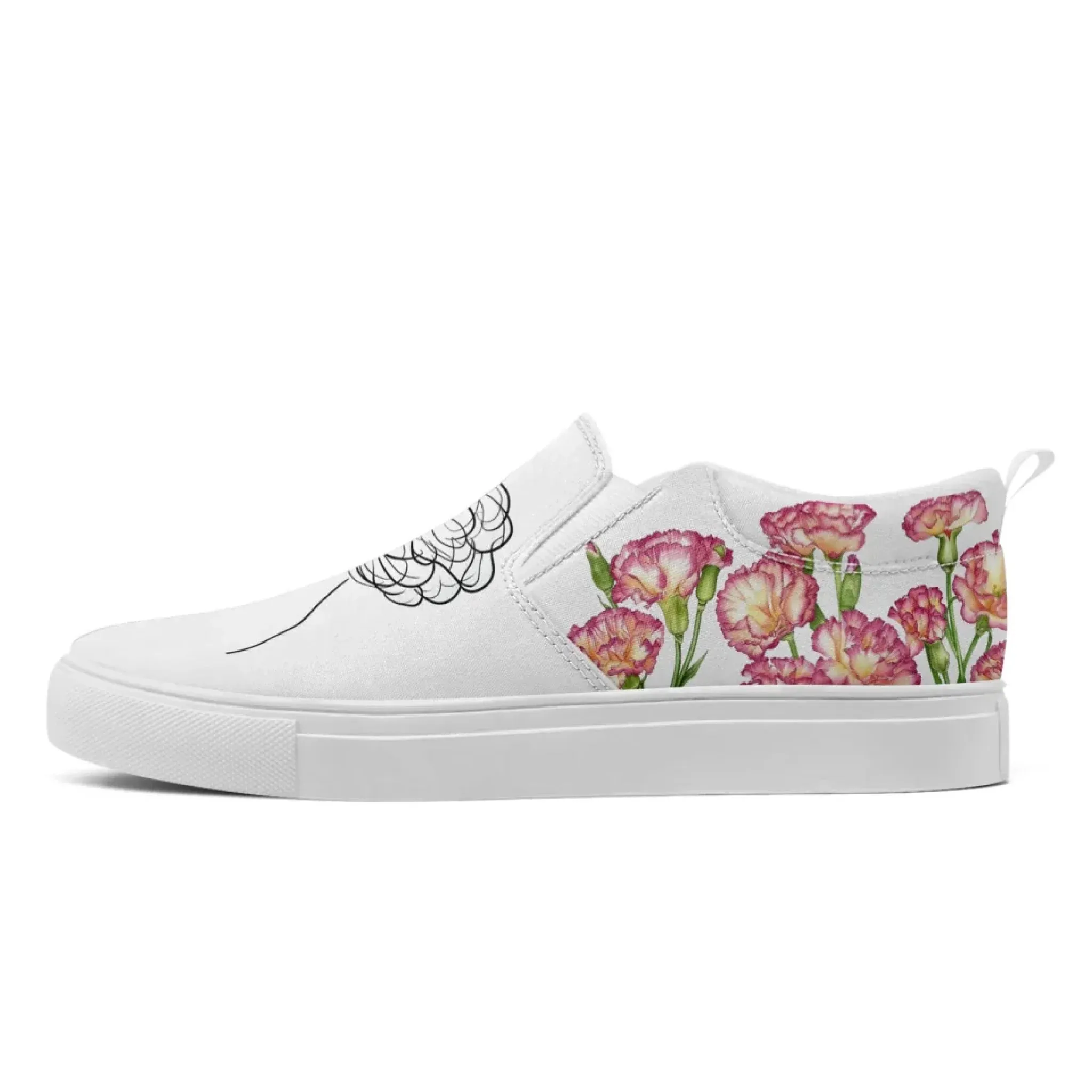 Personalized Mother's Day Canvas Slip-On Shoes, Custom Floral Design Comfortable Slip-Ons, Stylish and Lightweight Unisex Shoes