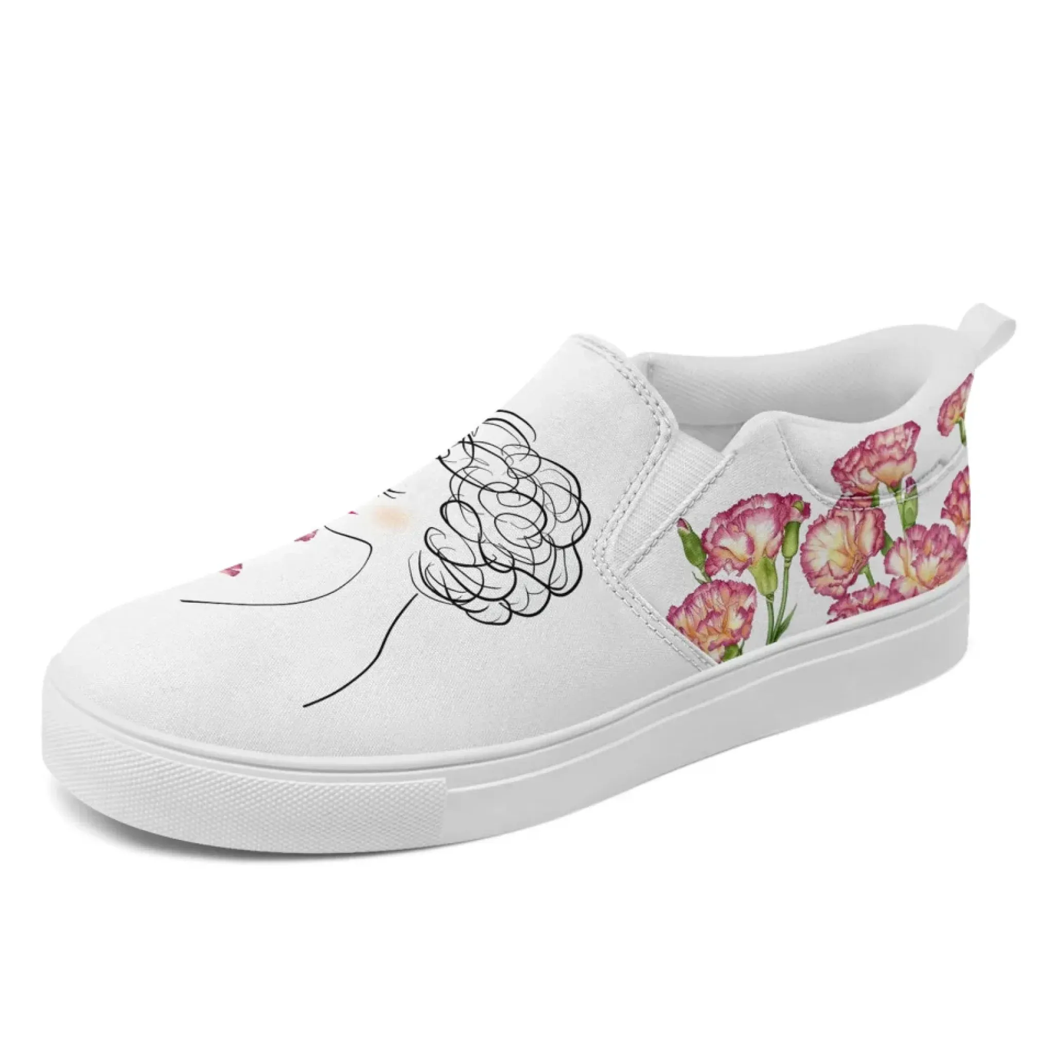 Personalized Mother's Day Canvas Slip-On Shoes, Custom Floral Design Comfortable Slip-Ons, Stylish and Lightweight Unisex Shoes