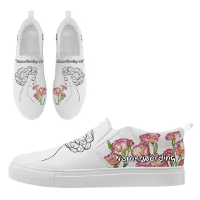 Personalized Mother's Day Canvas Slip-On Shoes, Custom Floral Design Comfortable Slip-Ons, Stylish and Lightweight Unisex Shoes