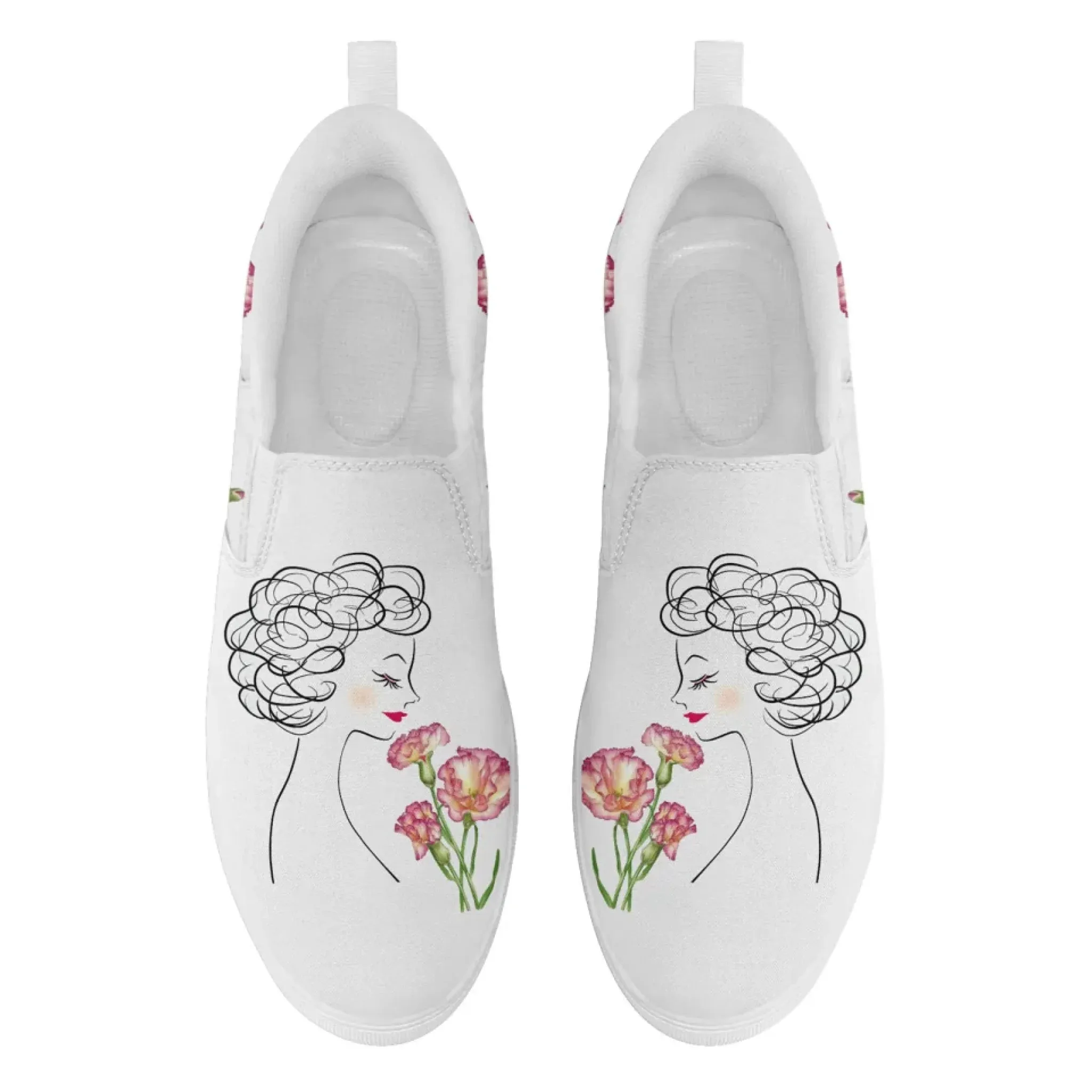 Personalized Mother's Day Canvas Slip-On Shoes, Custom Floral Design Comfortable Slip-Ons, Stylish and Lightweight Unisex Shoes