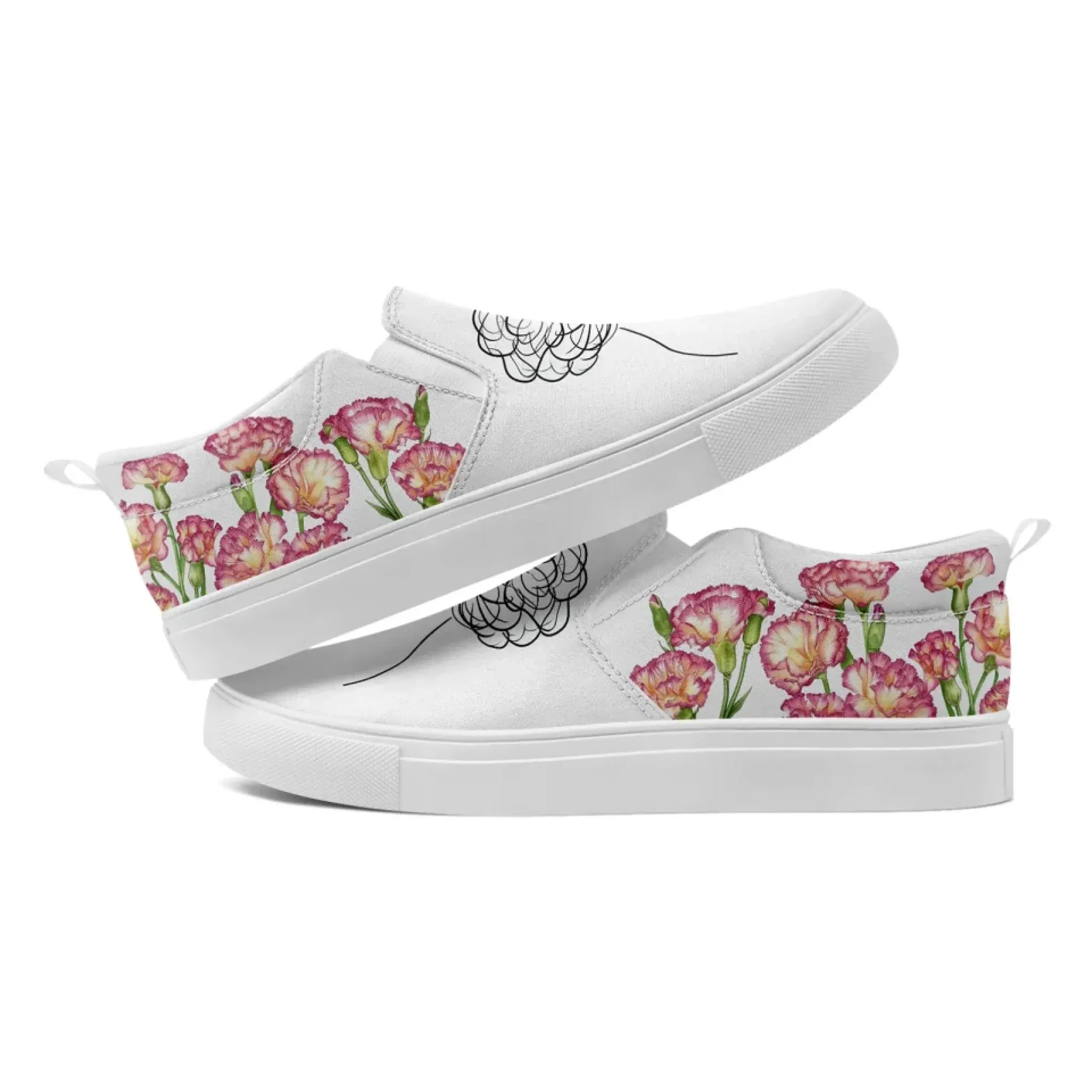 Personalized Mother's Day Canvas Slip-On Shoes, Custom Floral Design Comfortable Slip-Ons, Stylish and Lightweight Unisex Shoes