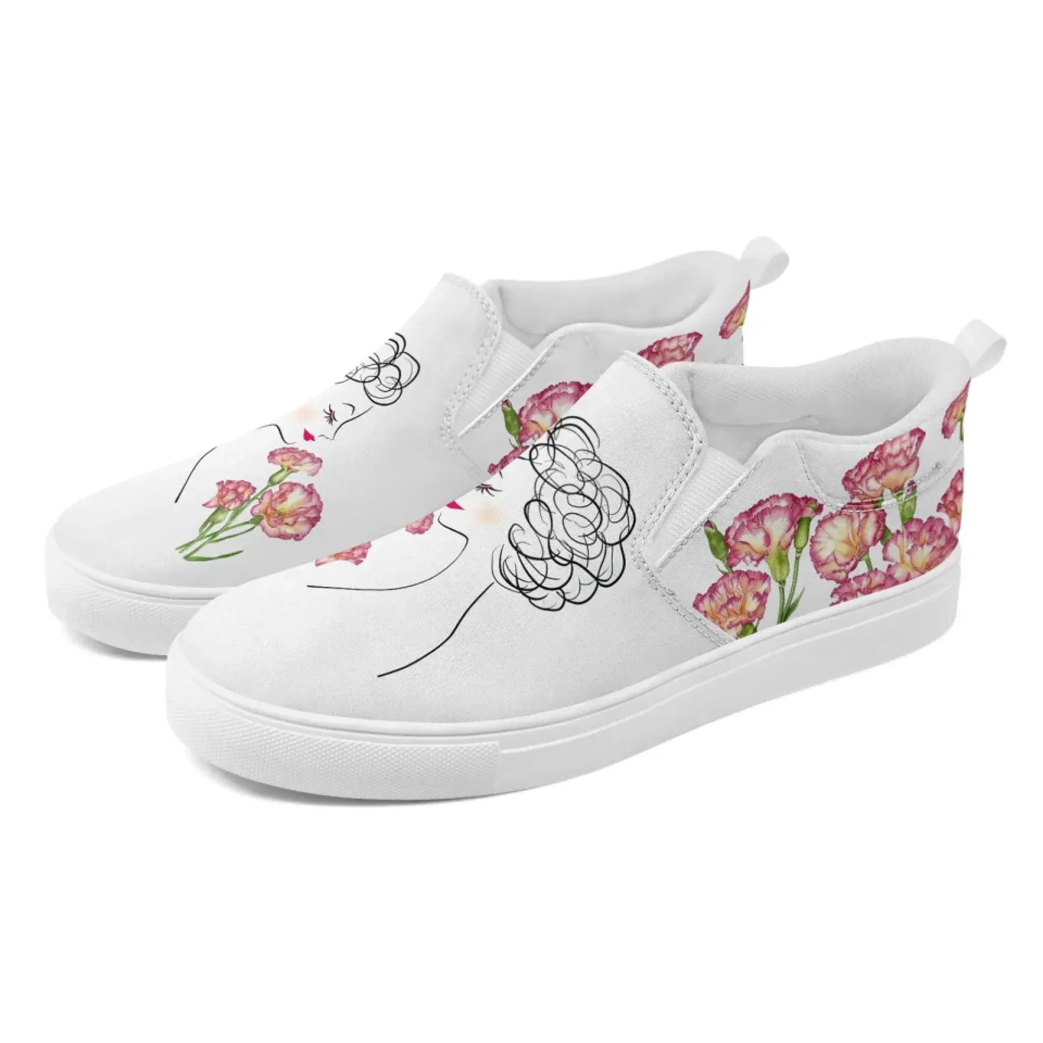 Personalized Mother's Day Canvas Slip-On Shoes, Custom Floral Design Comfortable Slip-Ons, Stylish and Lightweight Unisex Shoes