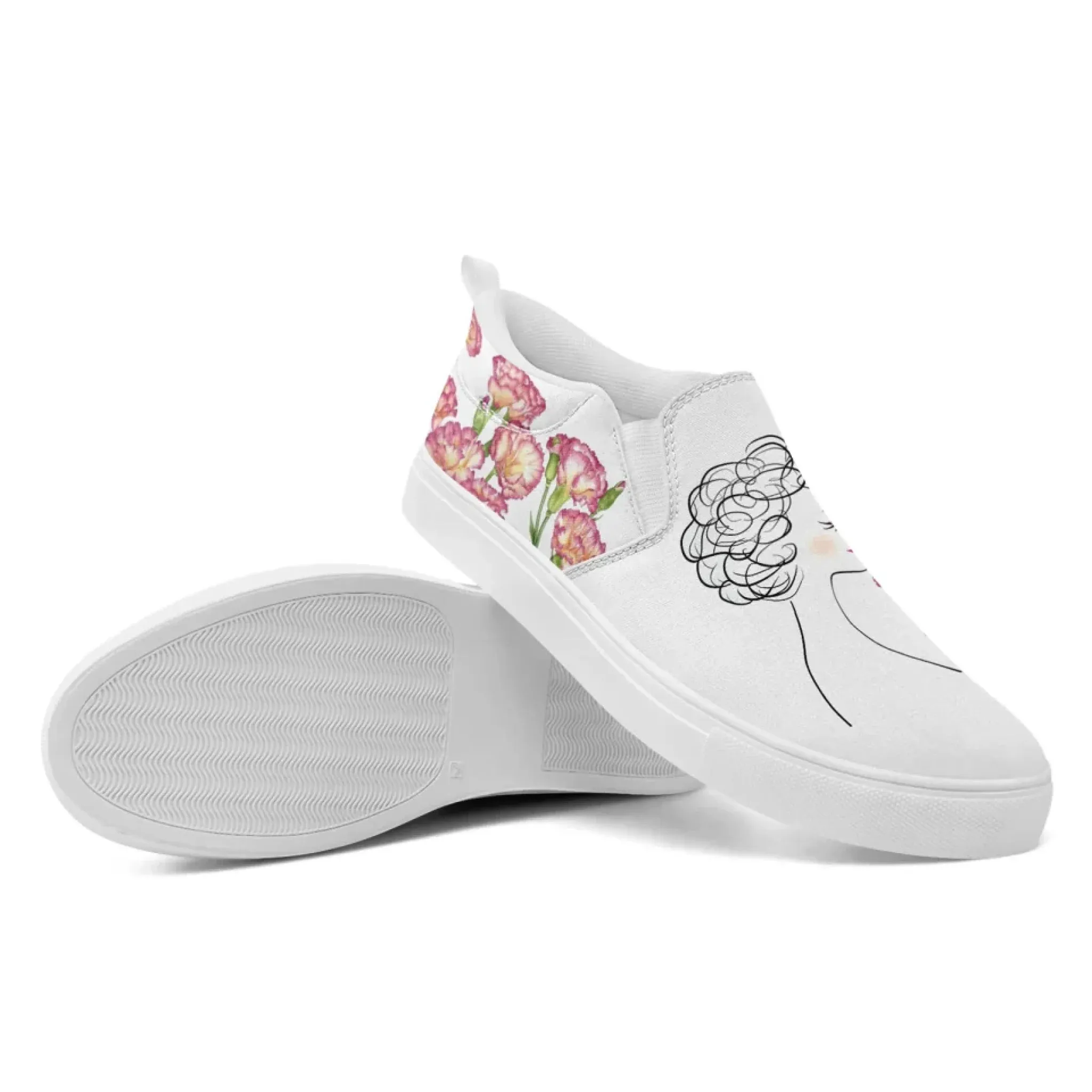 Personalized Mother's Day Canvas Slip-On Shoes, Custom Floral Design Comfortable Slip-Ons, Stylish and Lightweight Unisex Shoes