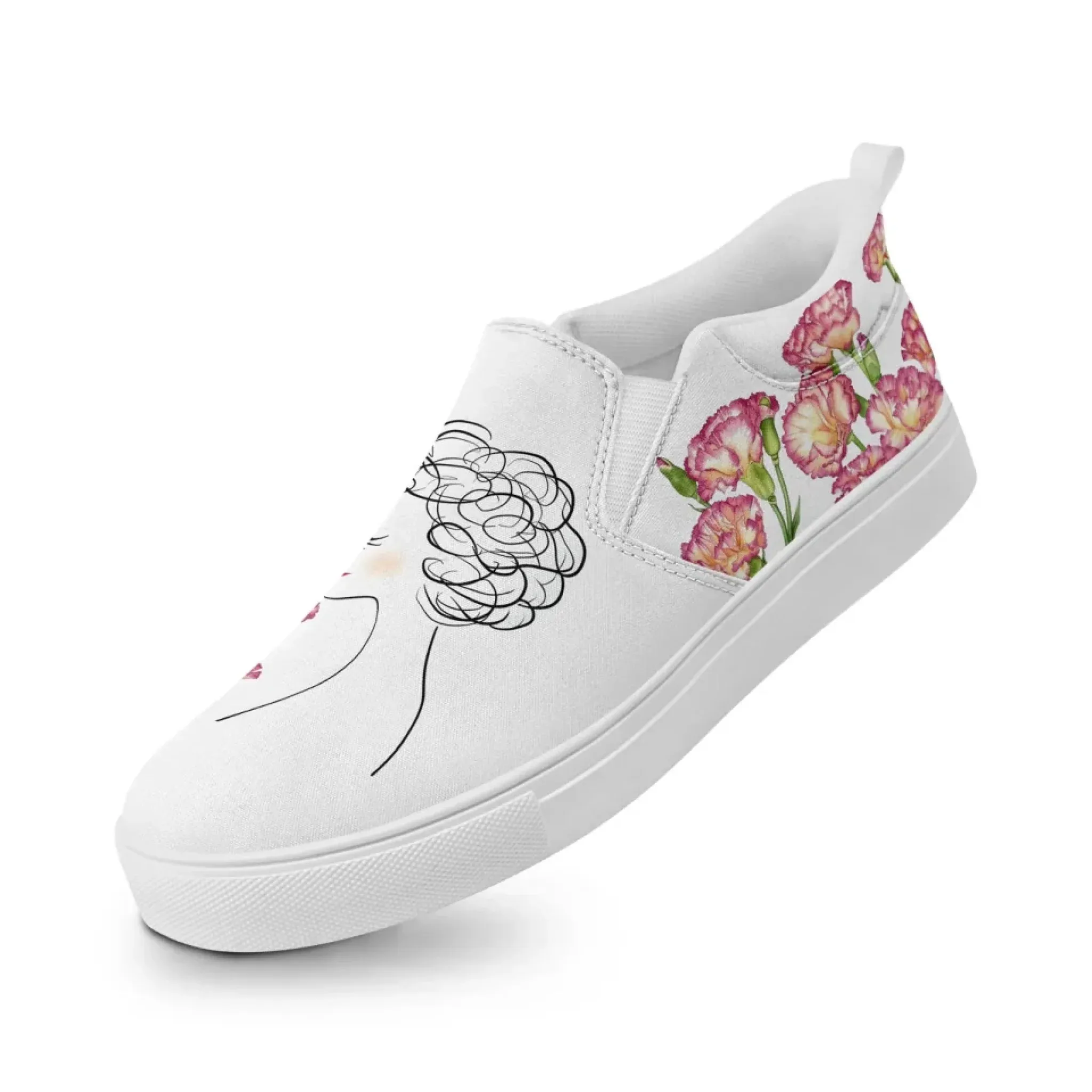 Personalized Mother's Day Canvas Slip-On Shoes, Custom Floral Design Comfortable Slip-Ons, Stylish and Lightweight Unisex Shoes