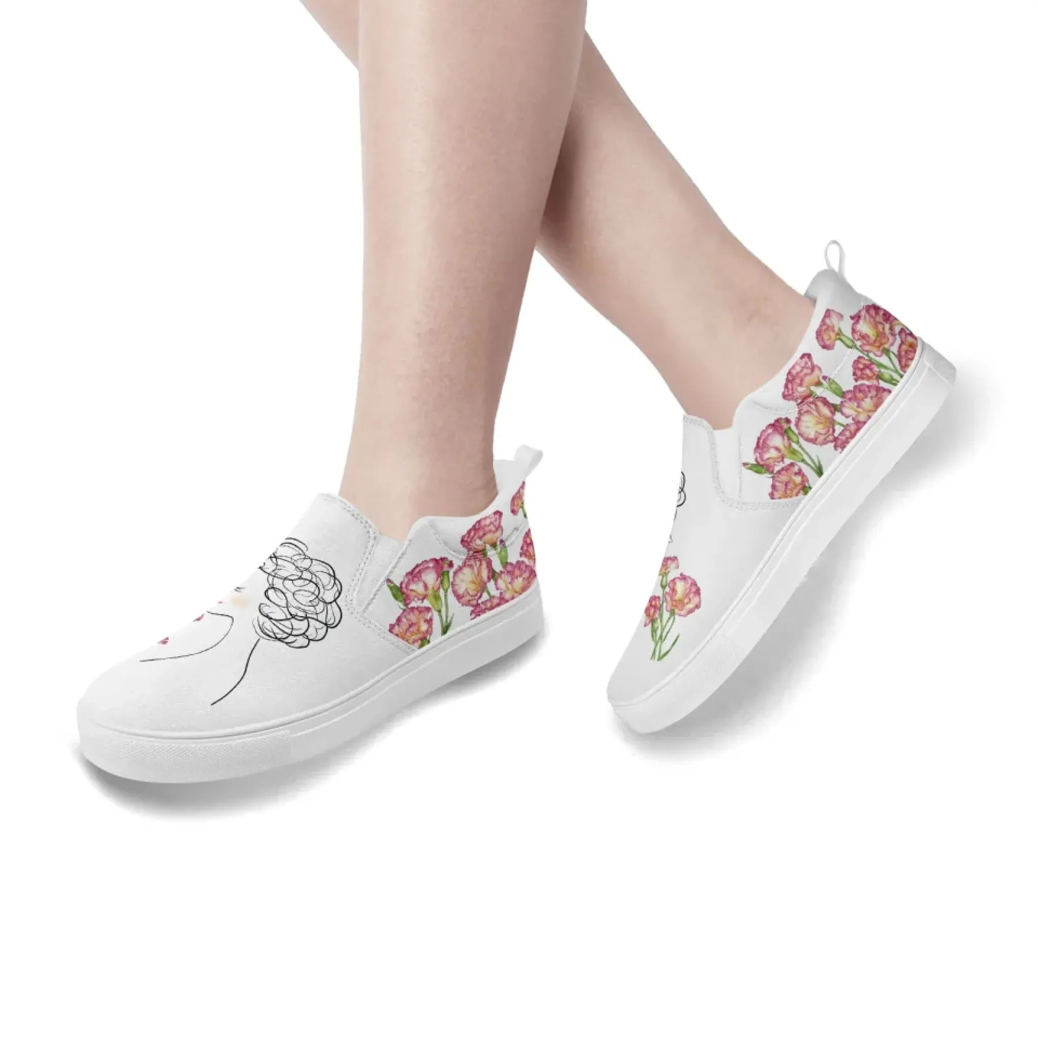 Personalized Mother's Day Canvas Slip-On Shoes, Custom Floral Design Comfortable Slip-Ons, Stylish and Lightweight Unisex Shoes