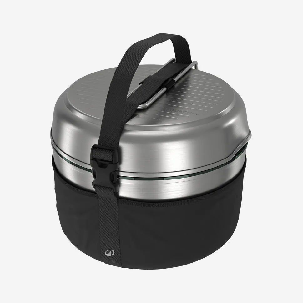 Quechua 500 Stainless Steel Non-Stick Camping Cookset  15-Piece for 2 People