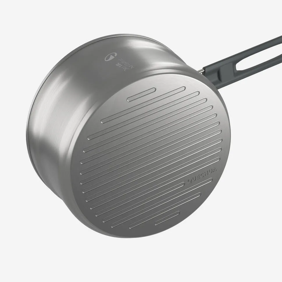 Quechua 500 Stainless Steel Non-Stick Camping Cookset  15-Piece for 2 People