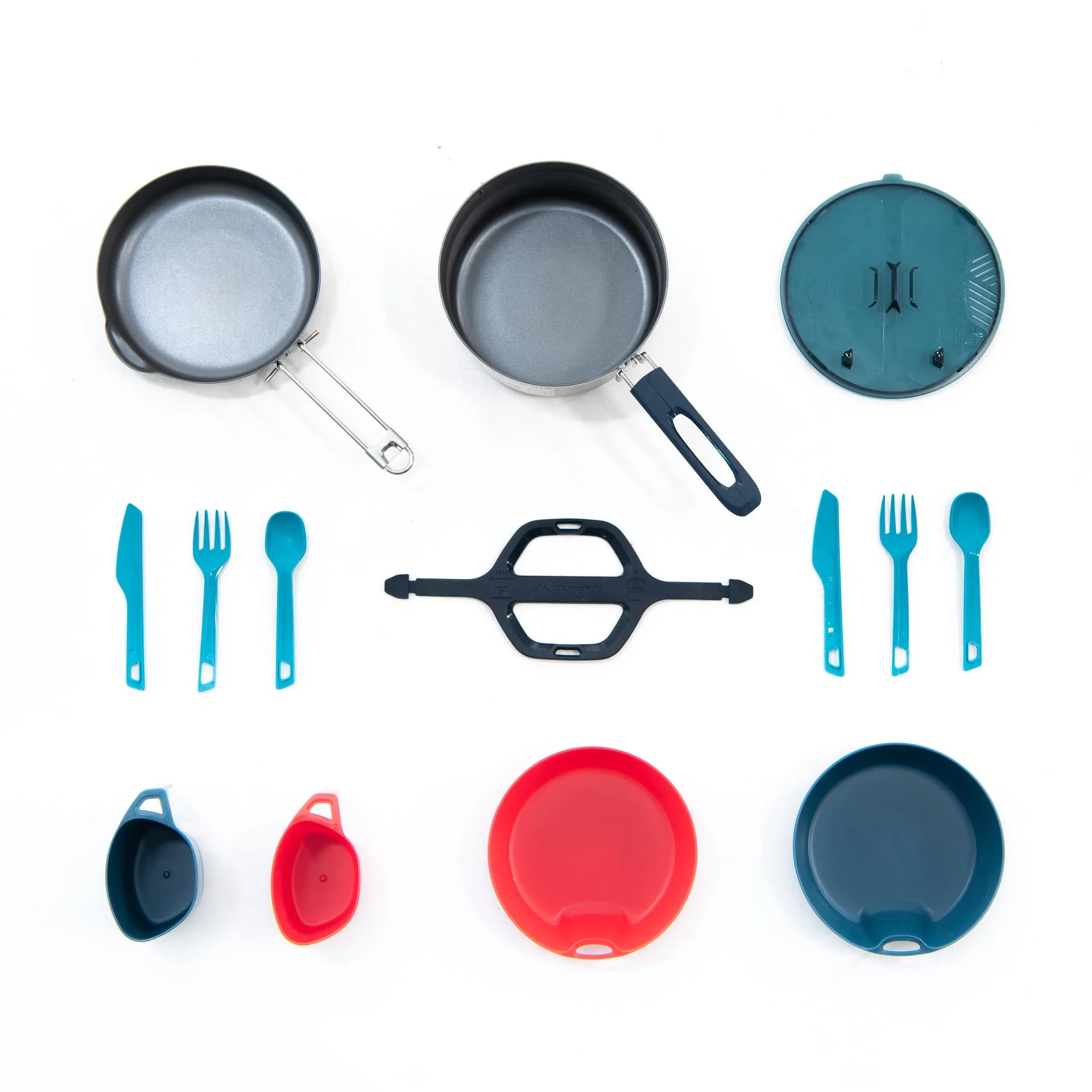 Quechua 500 Stainless Steel Non-Stick Camping Cookset  15-Piece for 2 People