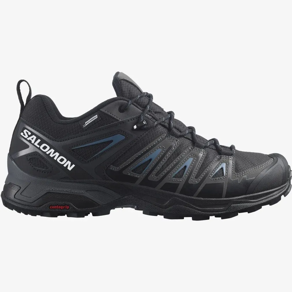Salomon Men's X Ultra Pioneer Climasaloman™ Waterproof Hiking Shoes- Black/ Bluesteel