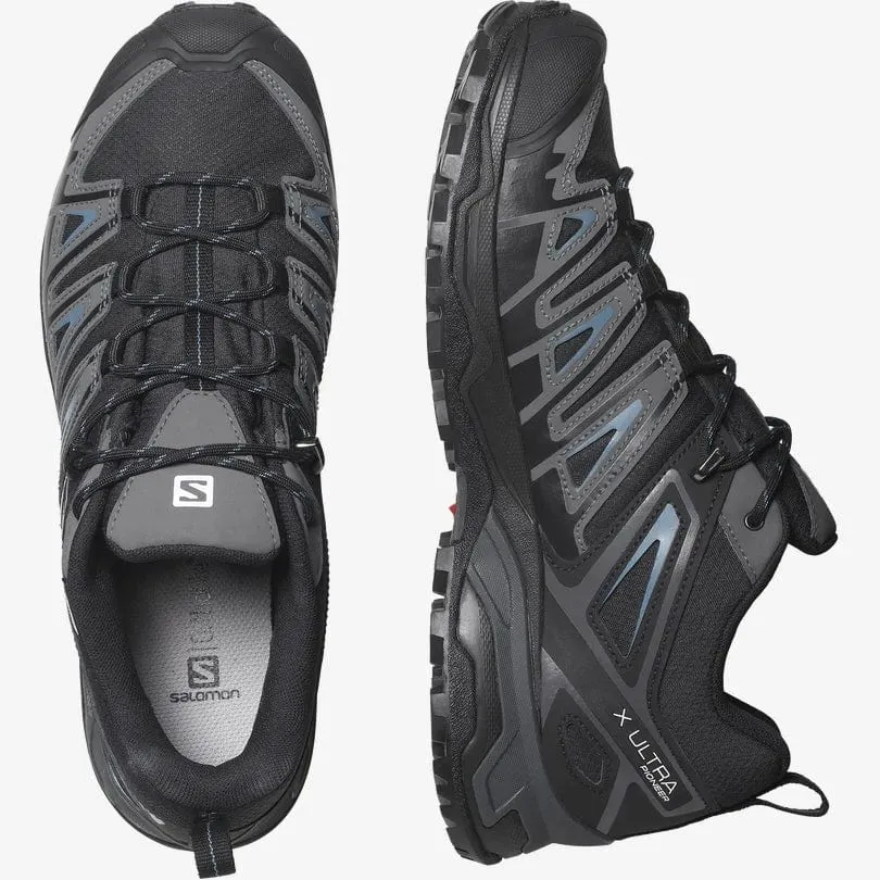 Salomon Men's X Ultra Pioneer Climasaloman™ Waterproof Hiking Shoes- Black/ Bluesteel