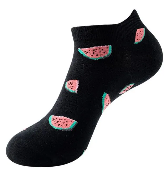 SF1235 Black Watermelon Low Cut Socks