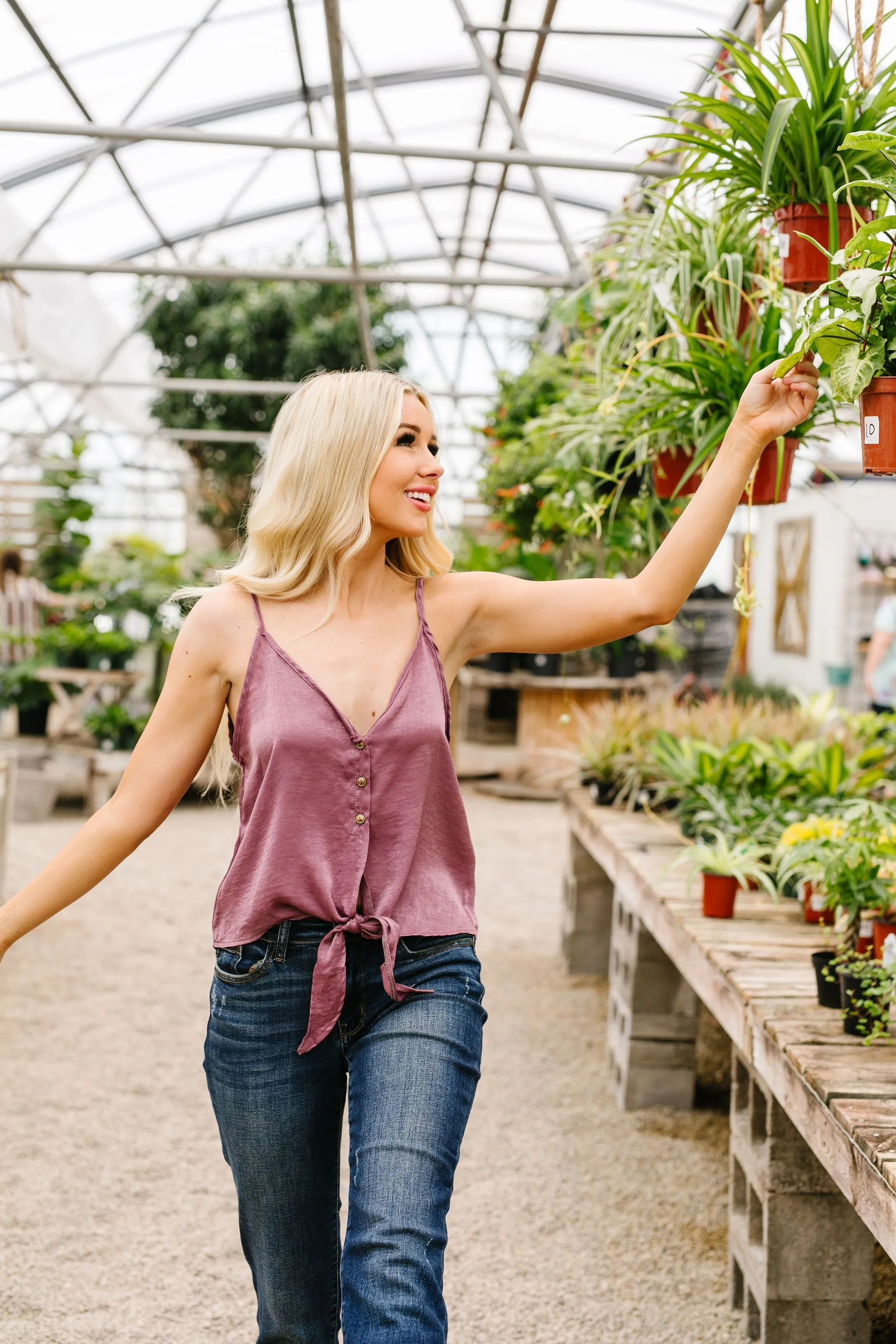 Silky Button-Down Tank In Lilac
