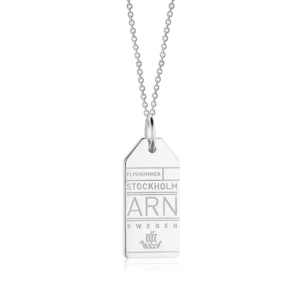 Stockholm Sweden ARN Luggage Tag Charm Silver