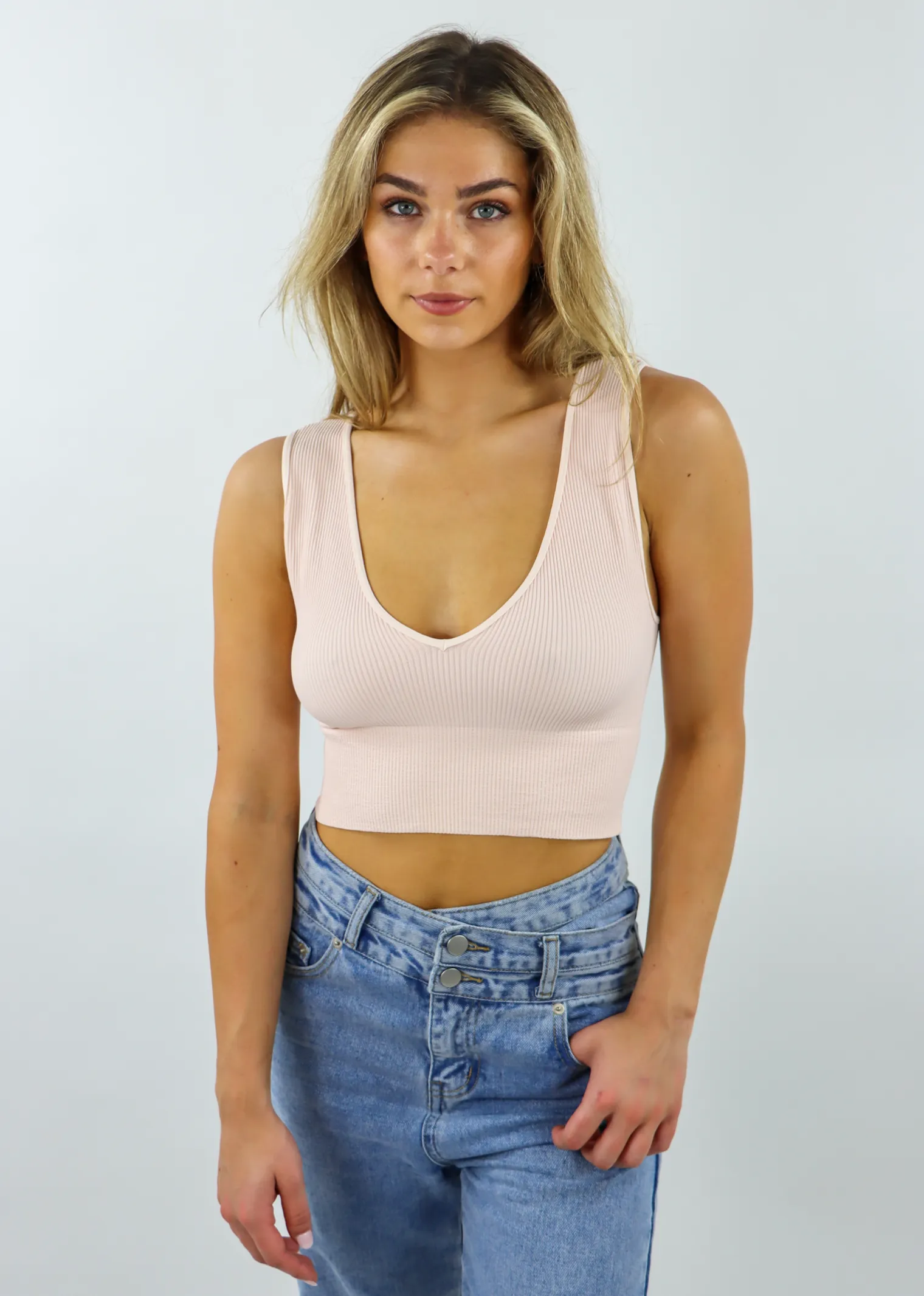 Take The Plunge V-Neck Crop Top ★ Cloud Pink