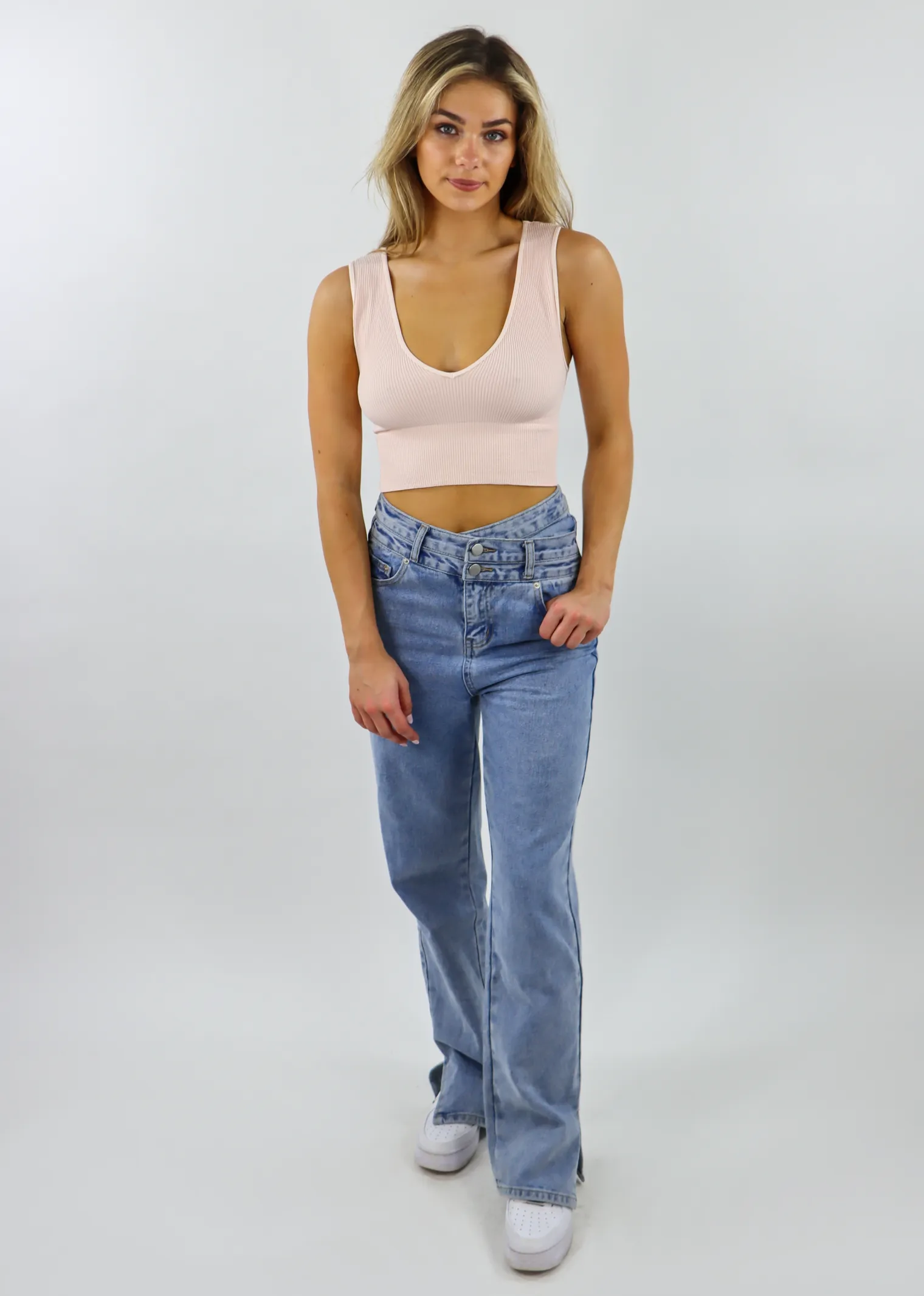Take The Plunge V-Neck Crop Top ★ Cloud Pink
