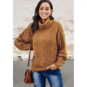 Thick knitted Yellow Chunky Turtleneck Sweater