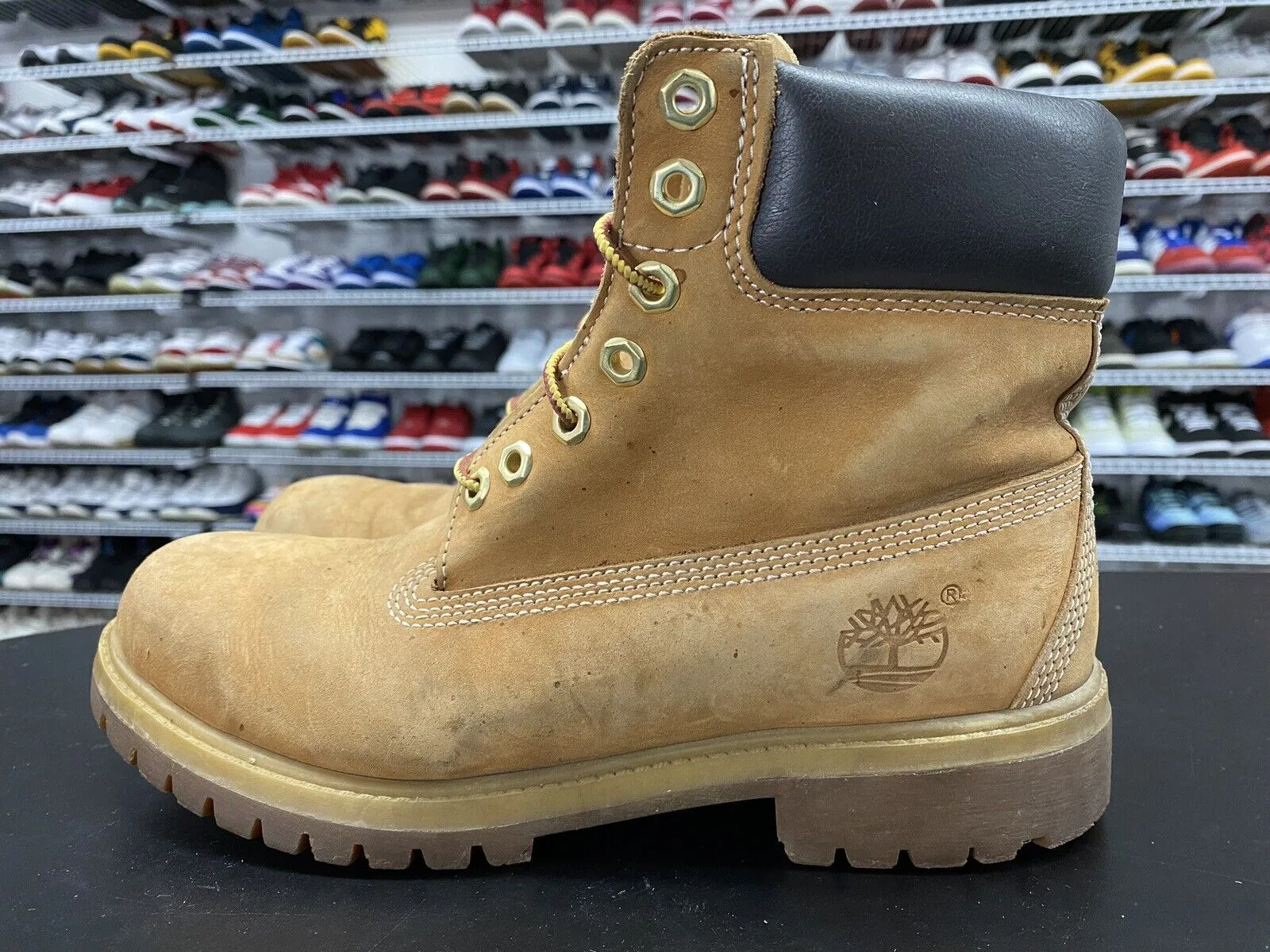 Timberland Men's 6 Inch Premium Waterproof Boots Wheat Nubuck Men's Size 7.5
