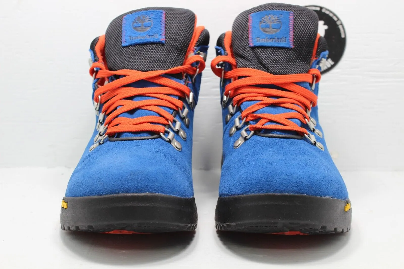 Timberland Vibram Blue Orange Lace Up Hiking Ankle Boots Size 8
