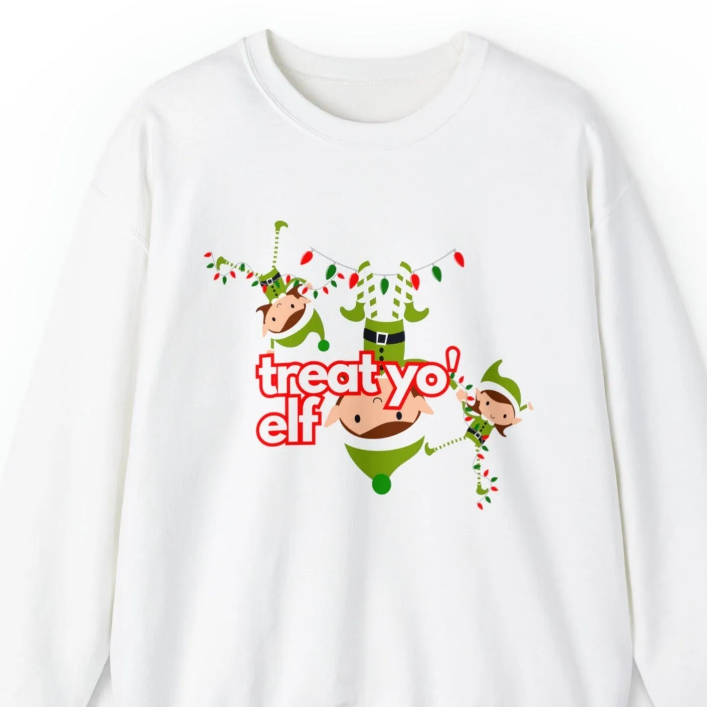 Treat Yo' Elf Quirky Women's Sweatshirt: Festive & Fun