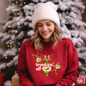 Treat Yo' Elf Quirky Women's Sweatshirt: Festive & Fun