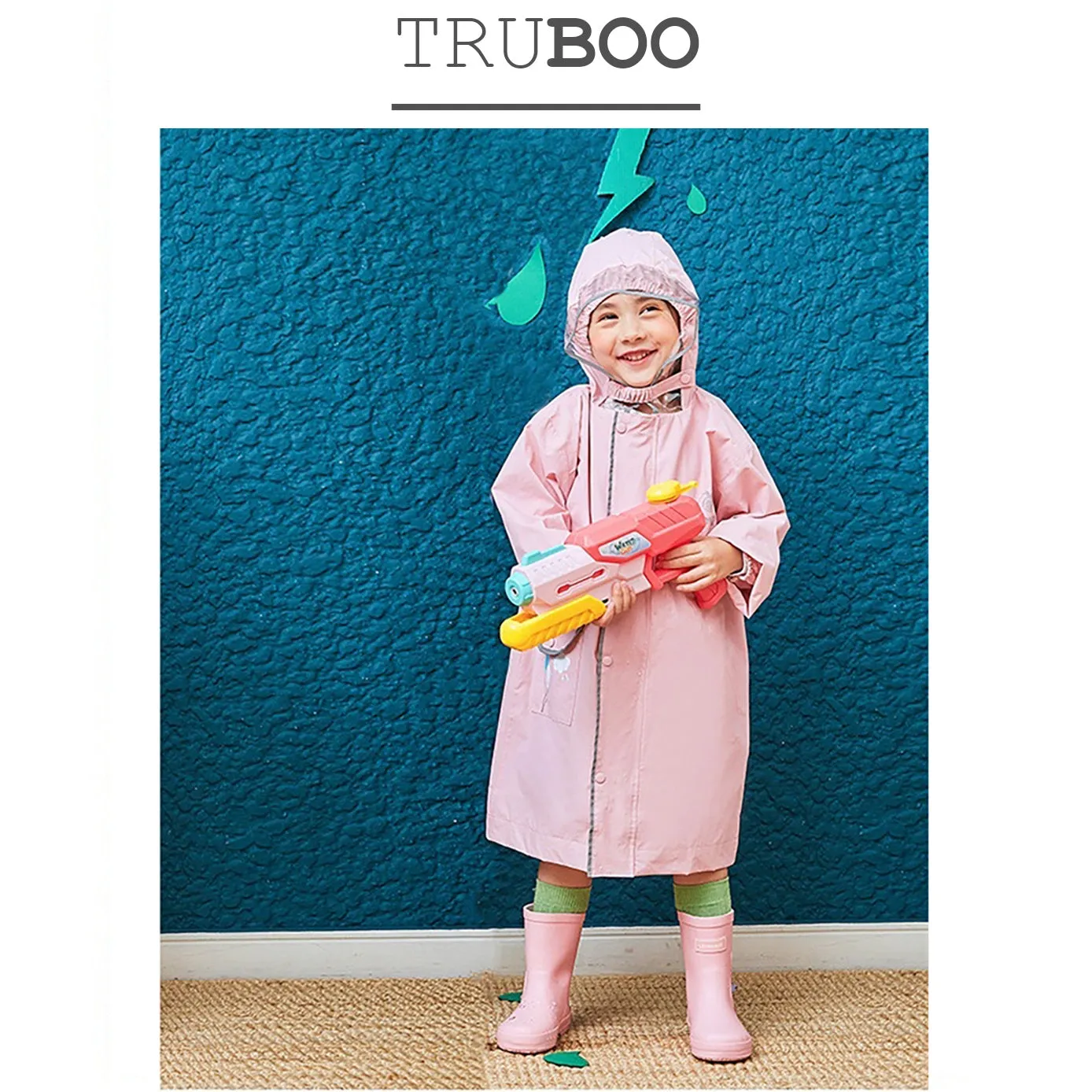 Truboo Kids Rain Boots Toddler Rubber Shoes Children Gumboots Waterproof